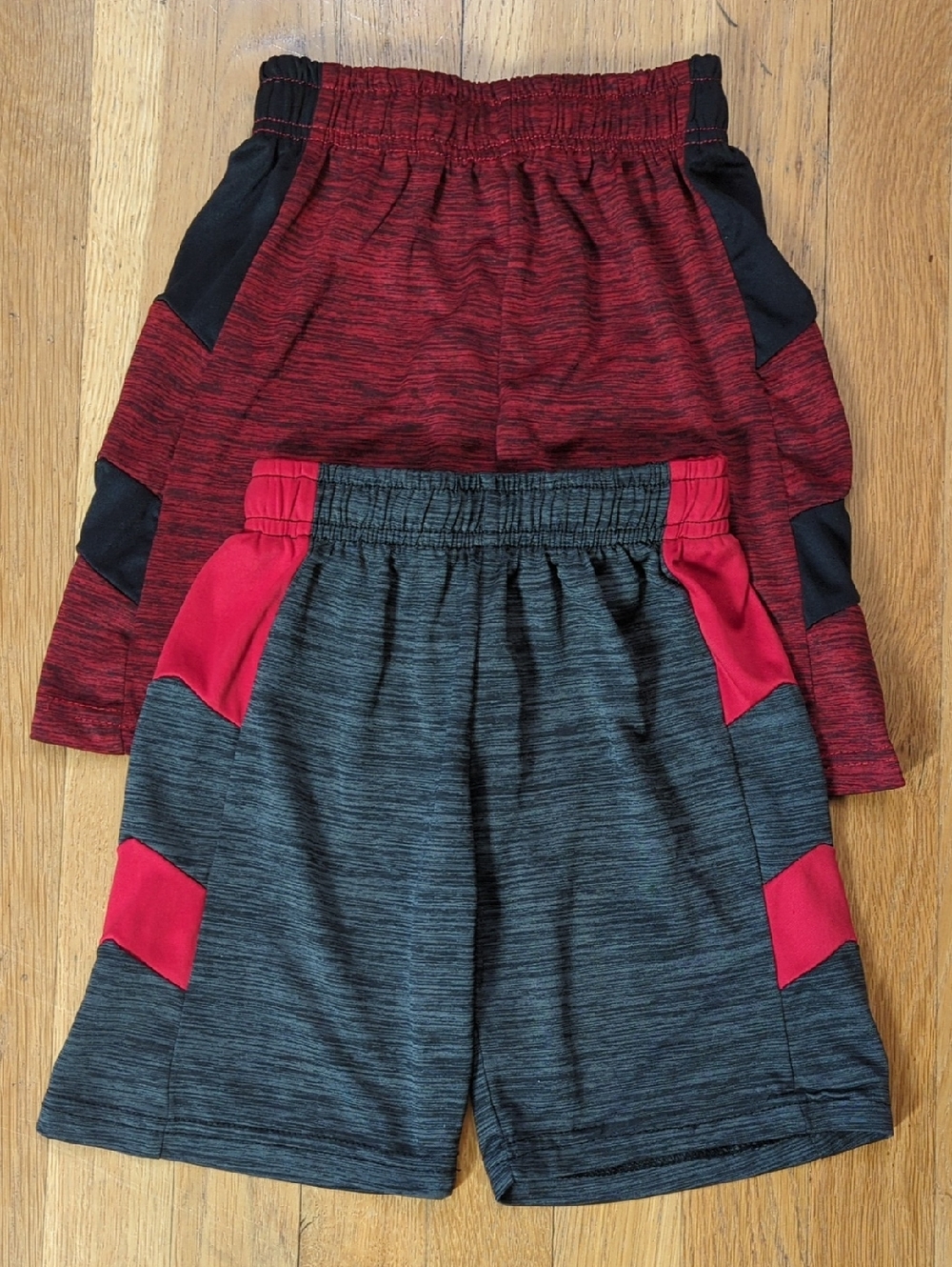 RANGE Boy's Drawstring Red Gray Black Athletic Shorts Bundle of Two Size 5
